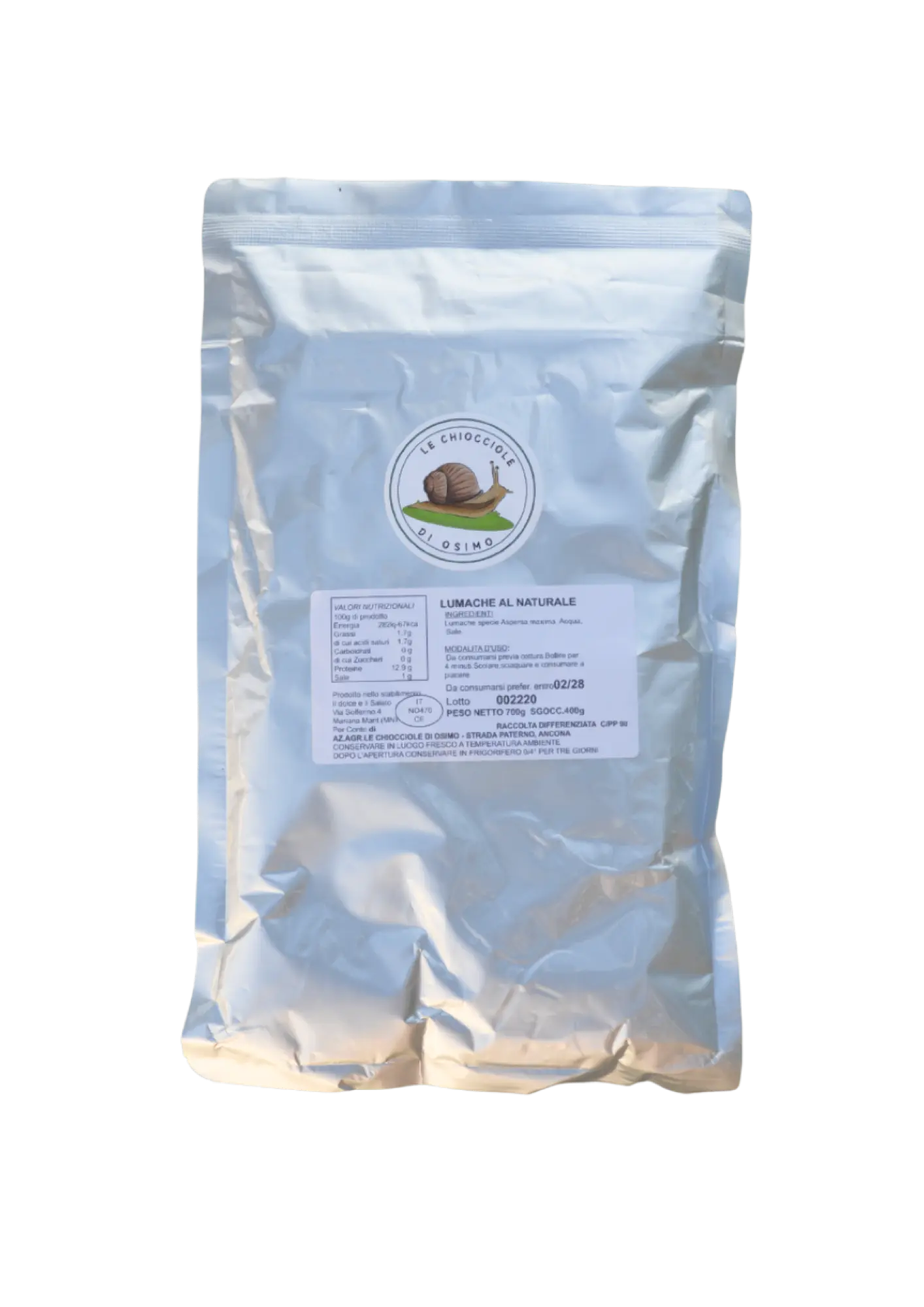 Lumache al naturale in busta - 700g - immagine 1