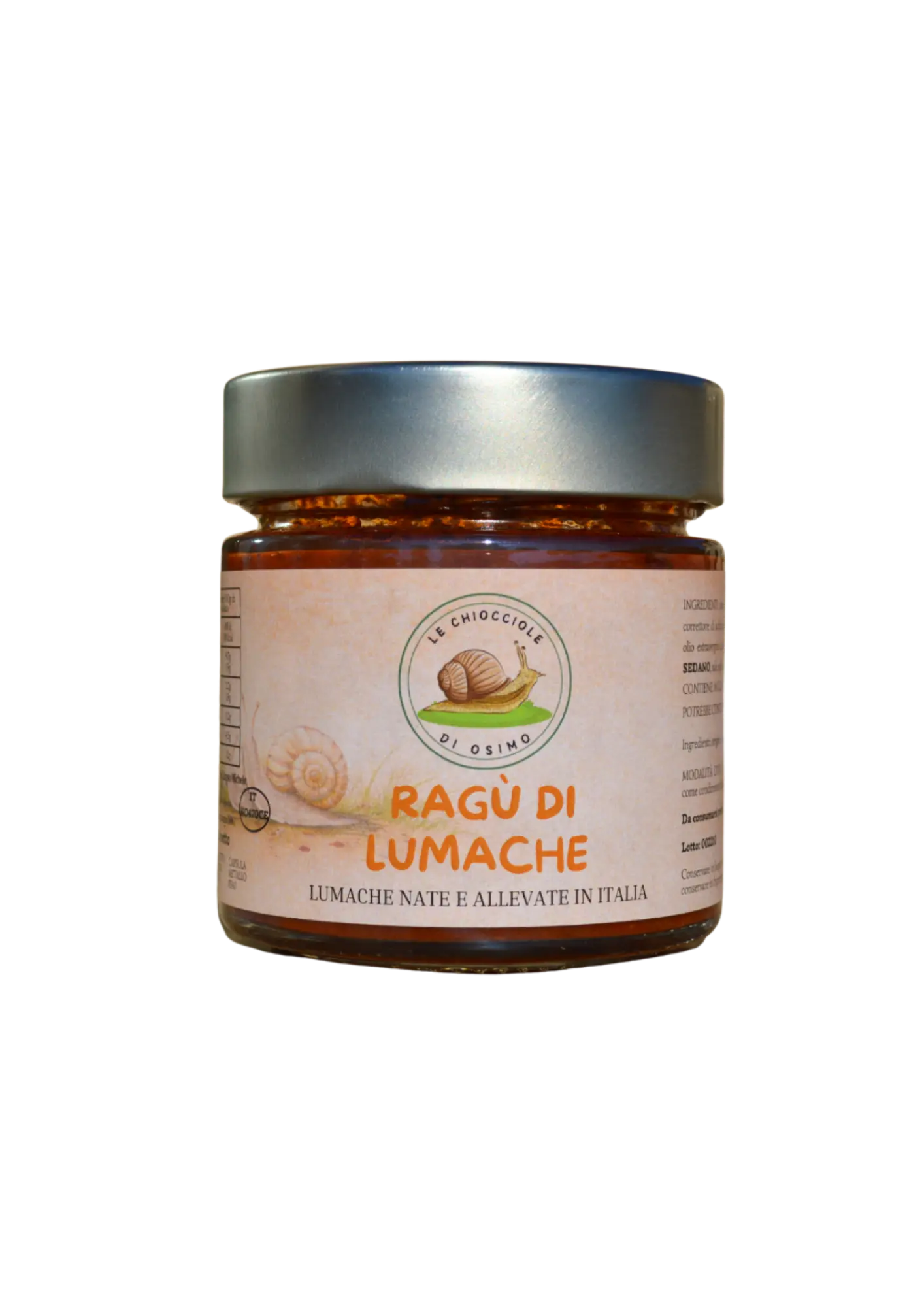Barattolo in vetro da 200g di ragù di lumaca Le Chiocciole di Osimo